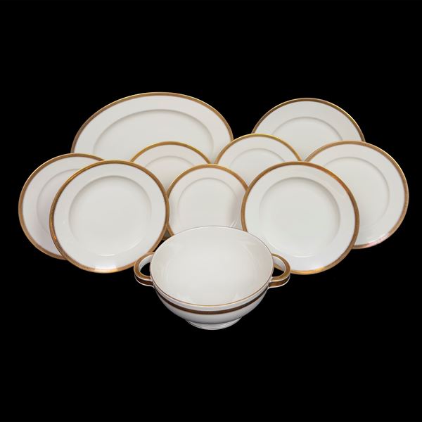 Servizio di piatti in porcellana bianca e dorata, Rosenthal
