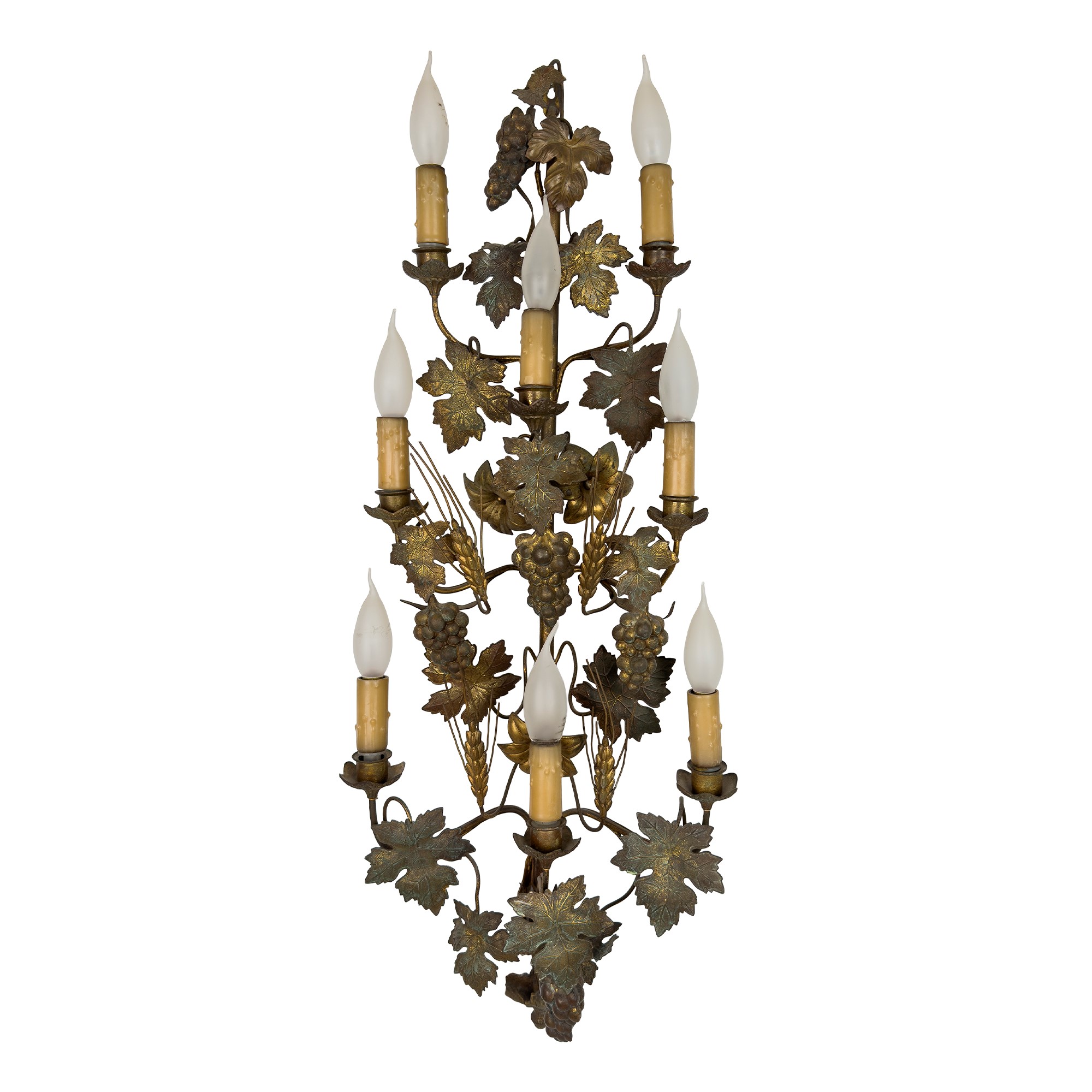 Coppia di appliques in metallo dorato