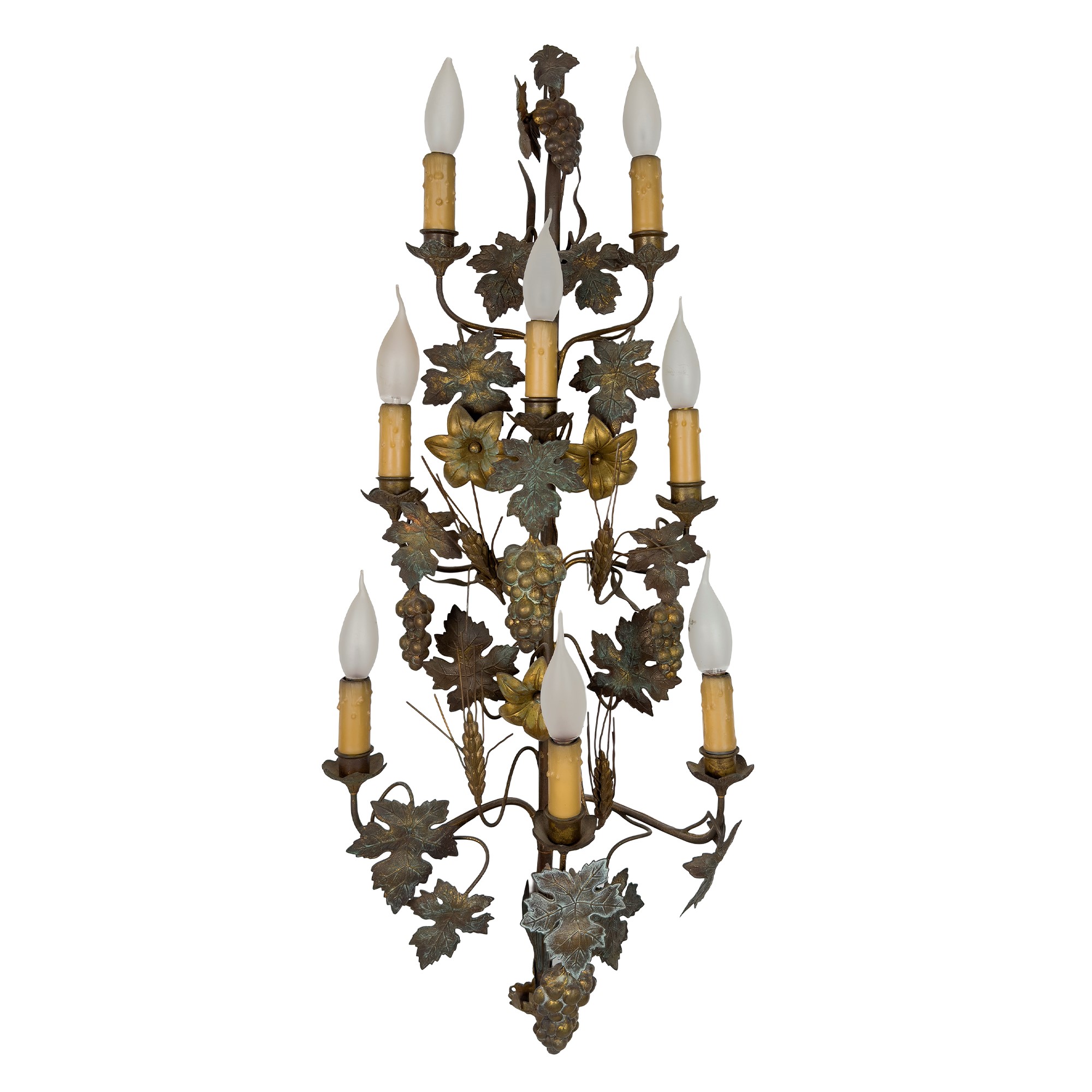 Coppia di appliques in metallo dorato