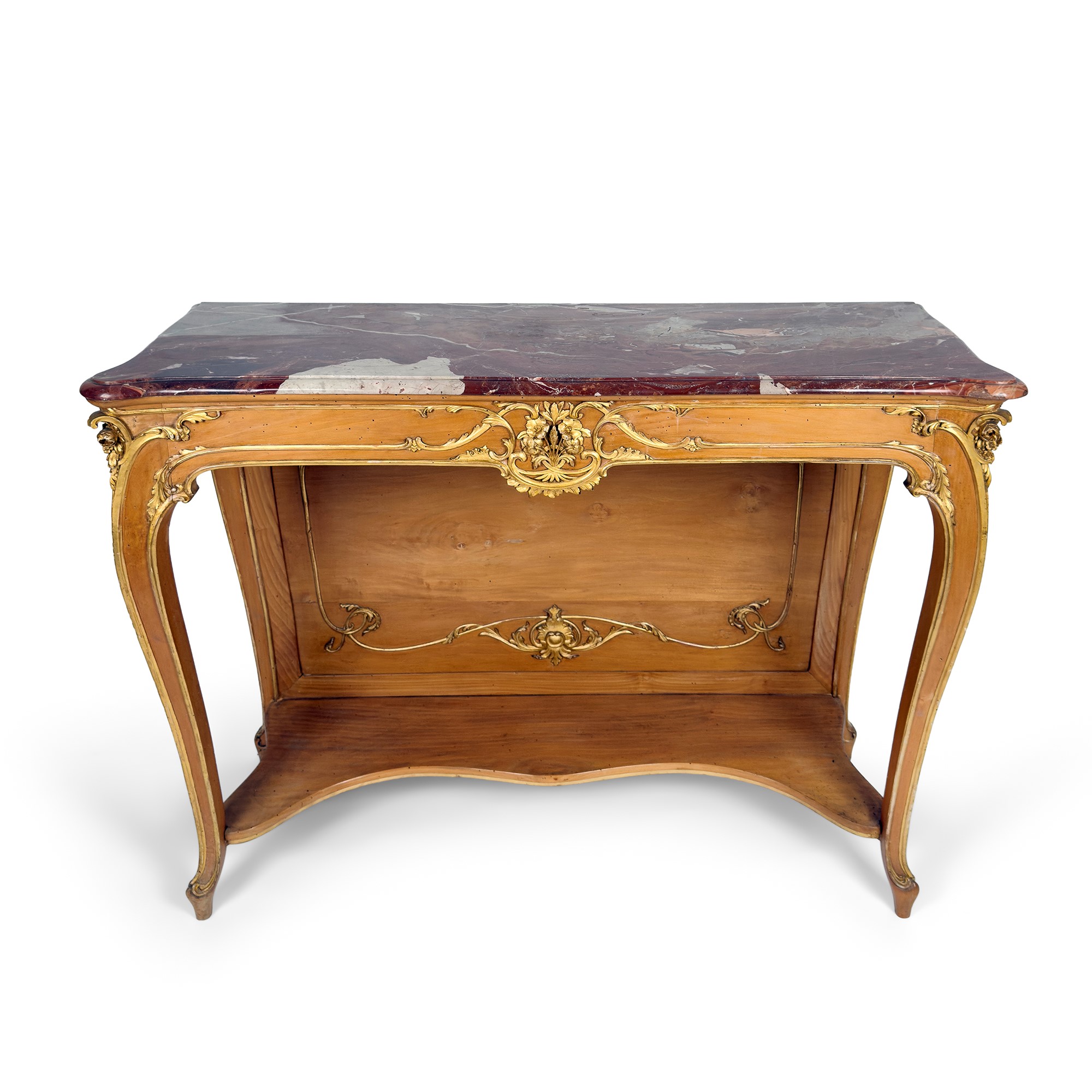 Console con Specchiera in Legno Parzialmente Dorato