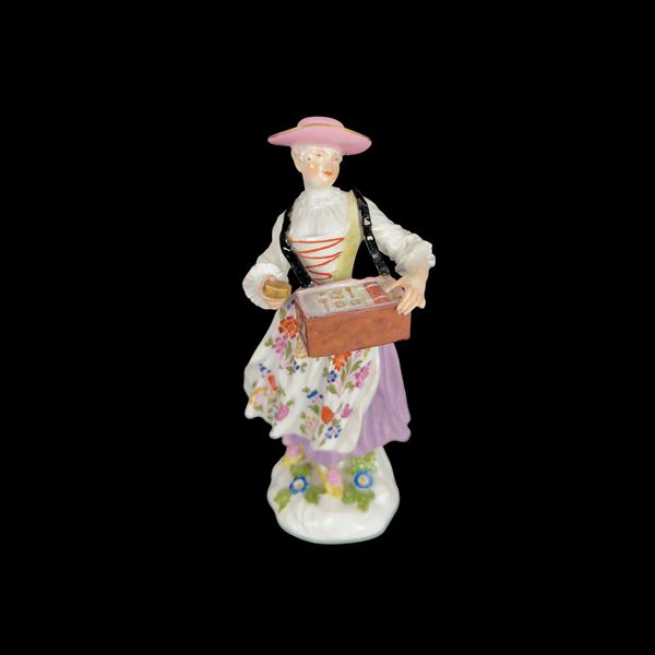 Figura in porcellana policroma, Meissen, metà del XVIII secolo
