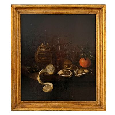 Martinus Nellius (attr.), Natura Morta con Ostriche, Limone e Arancio