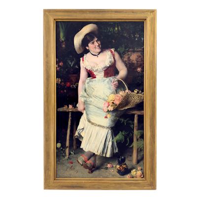 Gentildonna con Cesto di Fiori in un Giardino, 1884