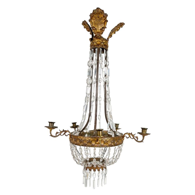 Lampadario a Mongolfiera a Cinque Luci, XIX Secolo