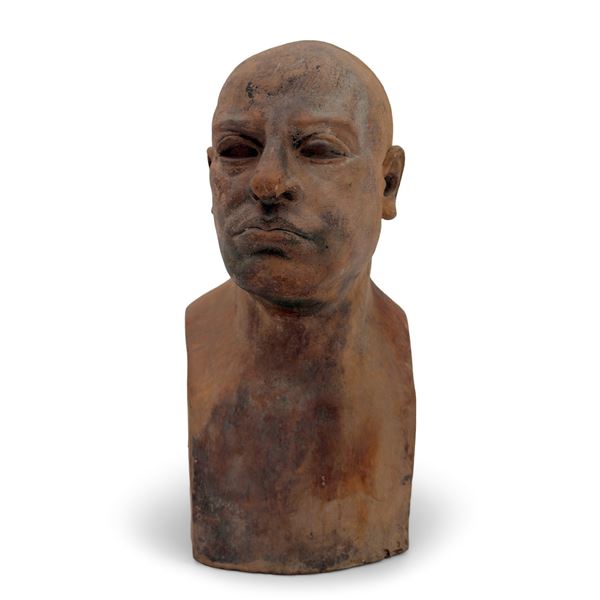 Busto di Benito Mussolini in terracotta