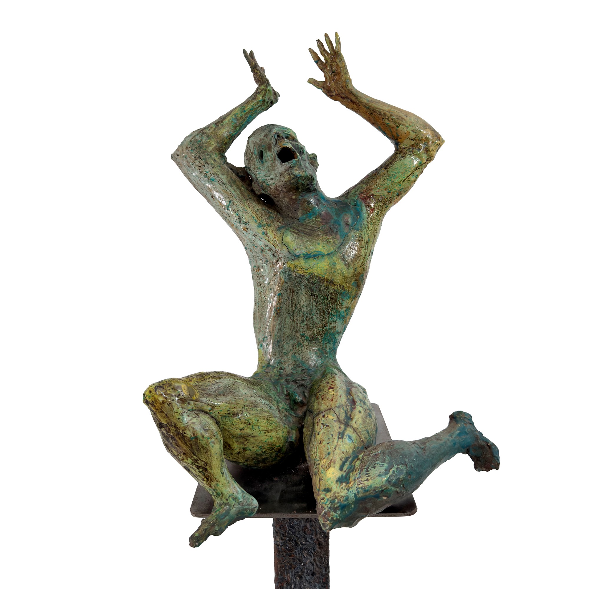 Anima del Purgatorio, scultura in ceramica a coperta screziata