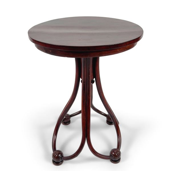 Tavolino in faggio incurvato tinto mogano, Thonet