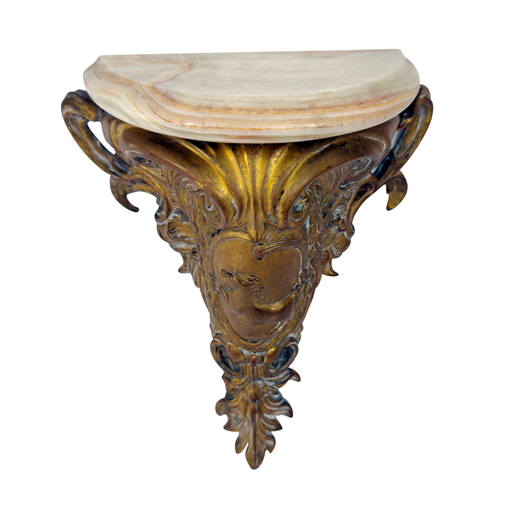 Coppia di mensoline in bronzo dorato