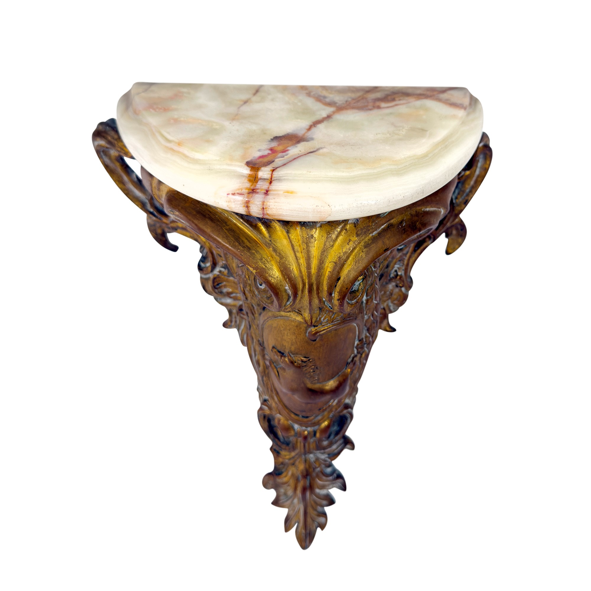 Coppia di mensoline in bronzo dorato