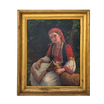 Maria Spanò, Ritratto di Contadina con Capretta, 1880