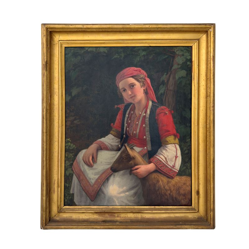 Maria Spanò, Ritratto di Contadina con Capretta, 1880