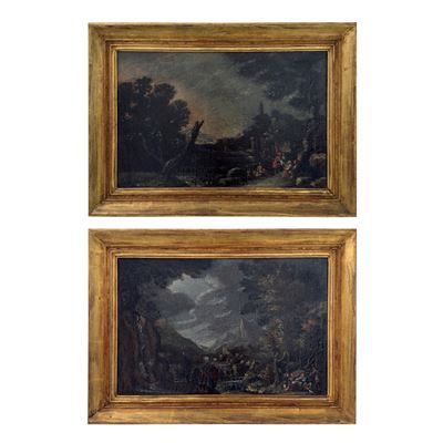 Paesaggio Fluviale con Figure / Paesaggio con Figure e Rovine, XVIII Secolo