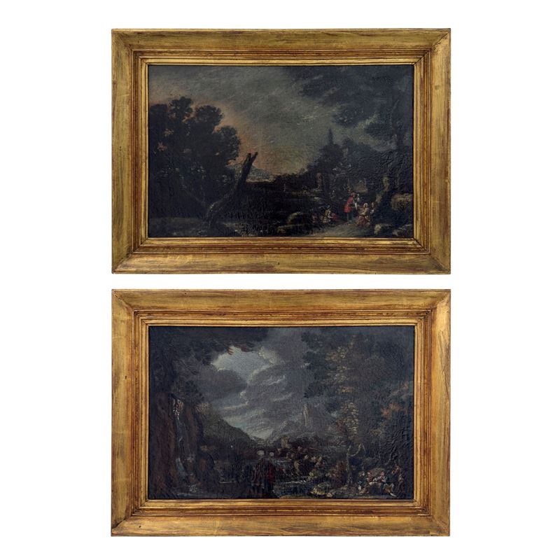 Paesaggio Fluviale con Figure / Paesaggio con Figure e Rovine, XVIII Secolo