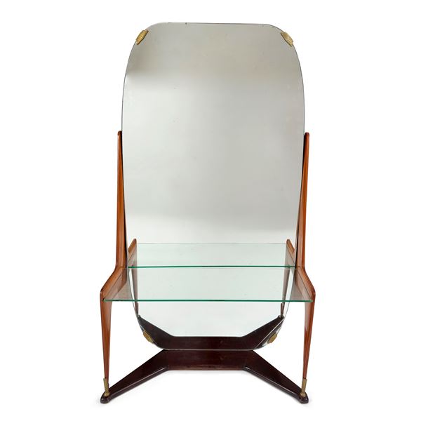 Psiche con specchiera basculante ovale nello stile di Ico Parisi, anni '50