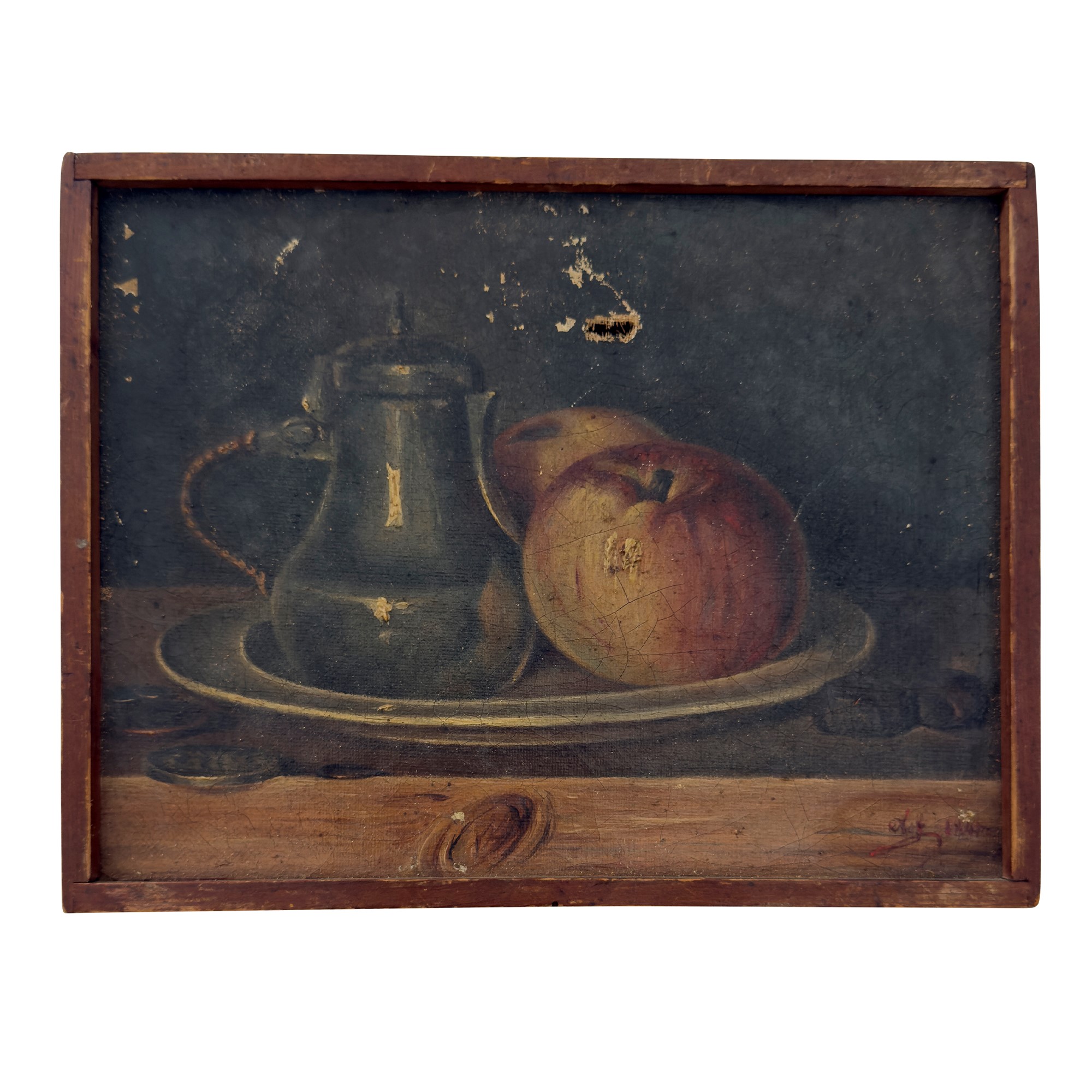 Tre Piccole Nature Morte a Olio su Tela, XIX Secolo