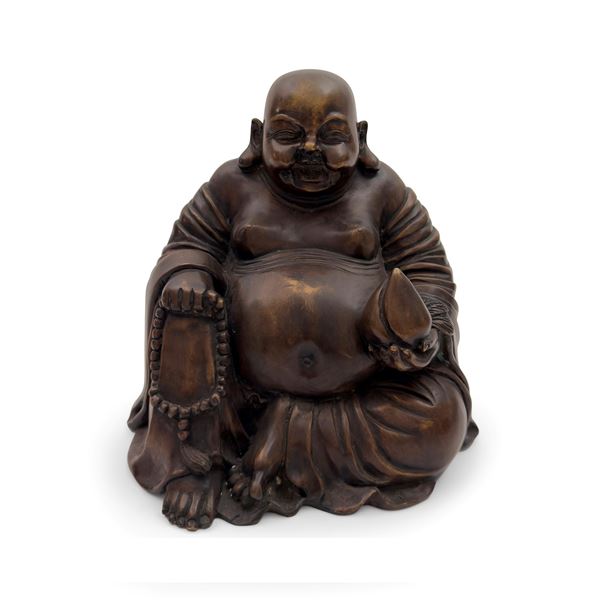 Budda assiso in bronzo patinato, Arte orientale  - Asta L'eternità è il mare mischiato con il sole - Bolli & Romiti - Casa d'Aste in Roma