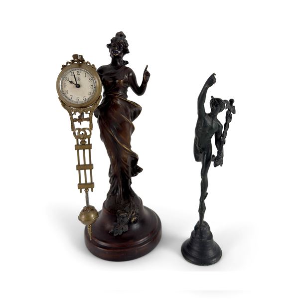 Orologio da tavolo in bronzo patinato