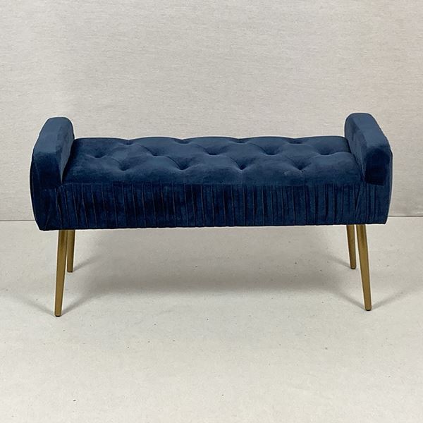 Panchetta rivestita in tessuto capitonné blu