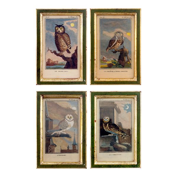 Quattro incisioni acquarellate, XVIII secolo