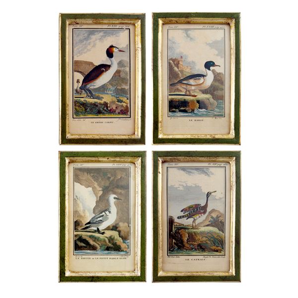 Quattro incisioni acquarellate, XVIII secolo