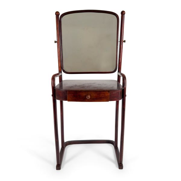 Mobile toletta in faggio curvato a fuoco tinto mogano, Jacob e Jozef Kohn, Wien