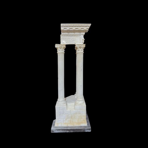 Modello del tempio di Vespasiano al Foro Romano in marmo bianco