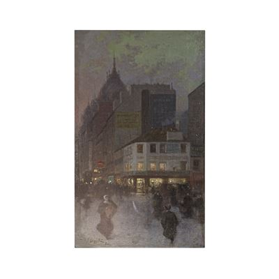 Pietro Scoppetta, Parigi di sera, olio su tela