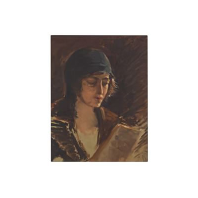 Arturo Noci, Donna che legge, olio su carta