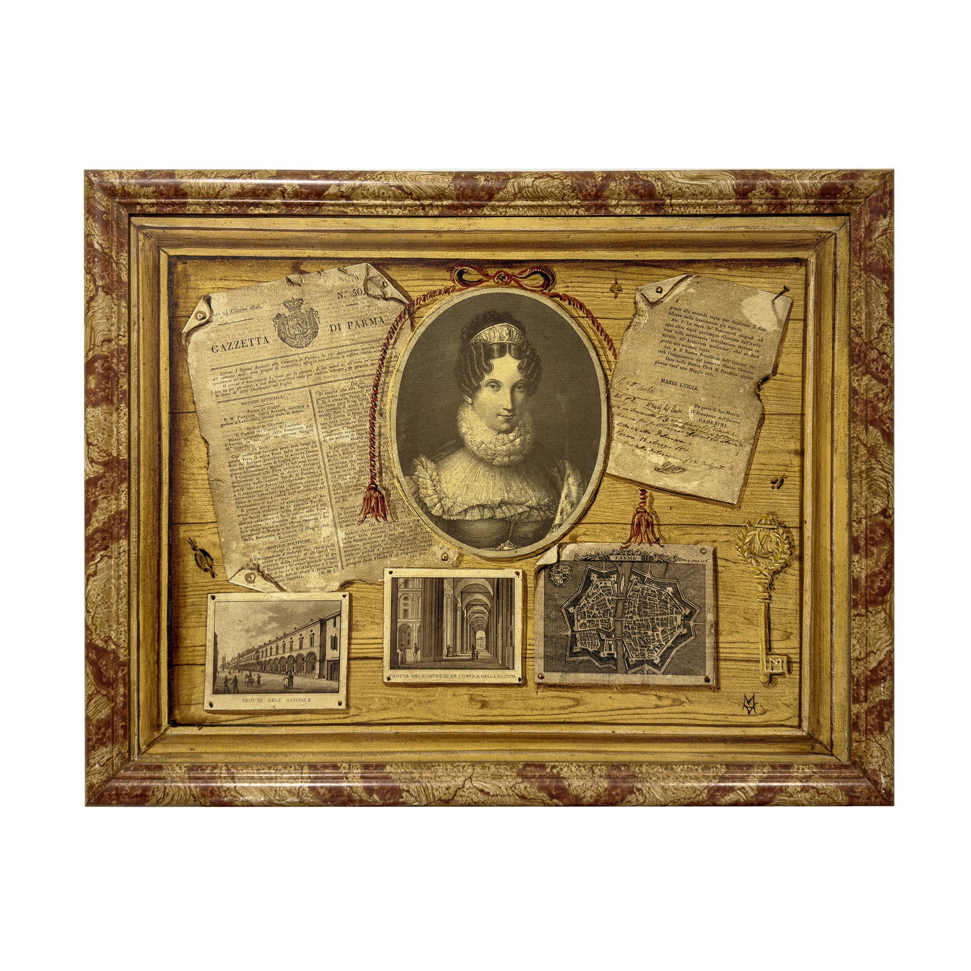 Coppia di trompe-l'oeil relativi al ducato di Parma