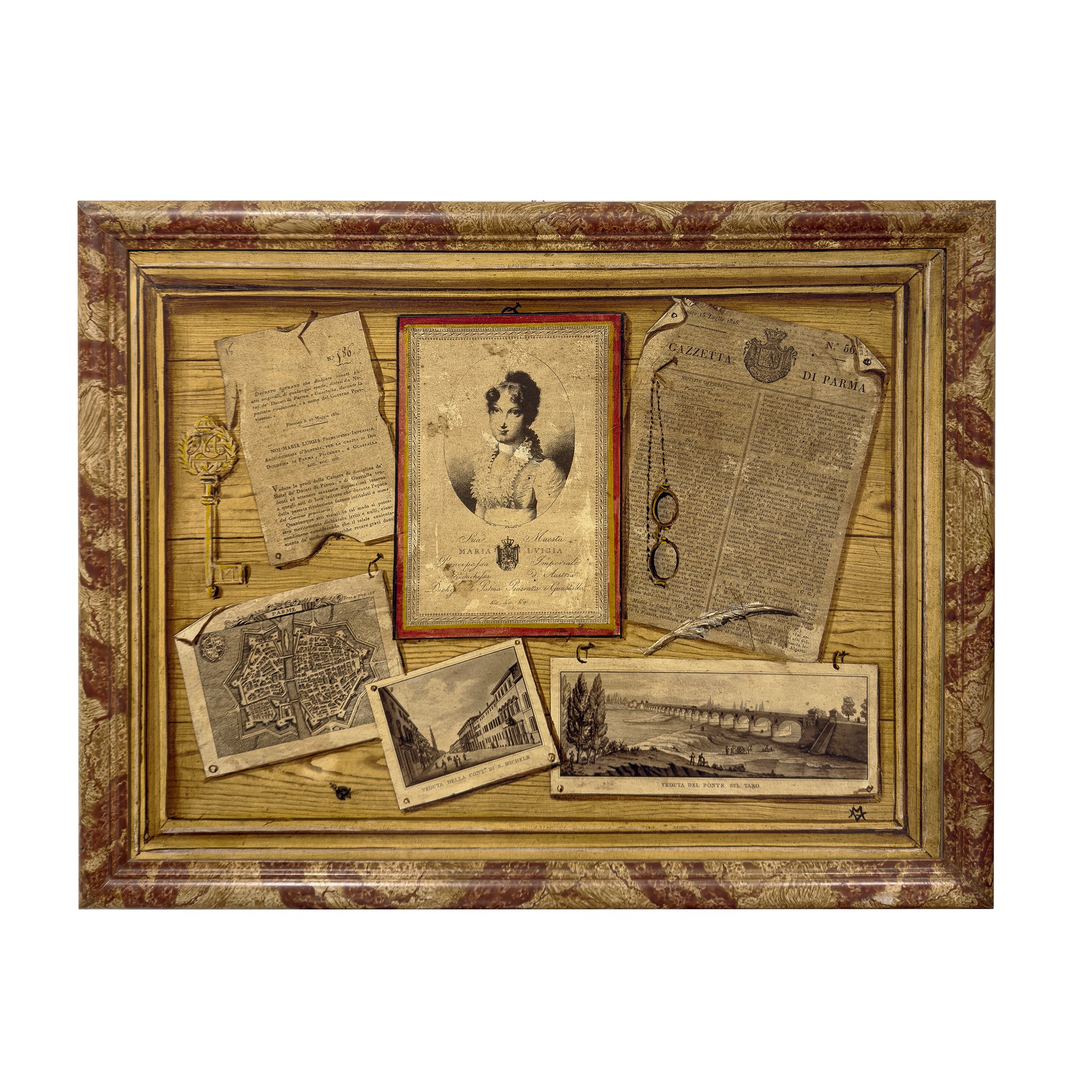 Coppia di trompe-l'oeil relativi al ducato di Parma