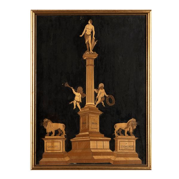 Intarsio in pagliuzze commemorativo della battaglia di Domokos del 1897