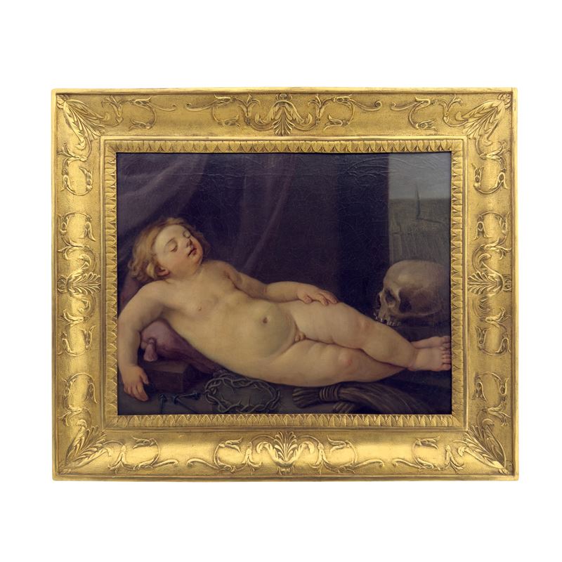 Gesù Bambino dormiente con i simboli della Passione, XVII secolo
