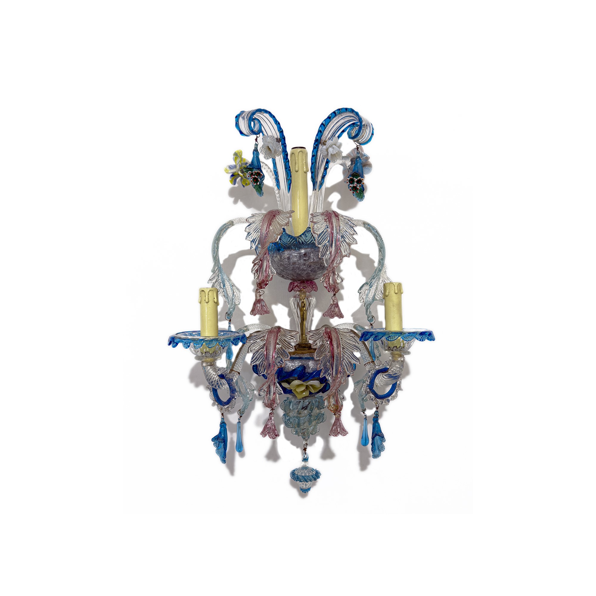 Due appliques in vetro policromo, Murano, fine del XIX secolo