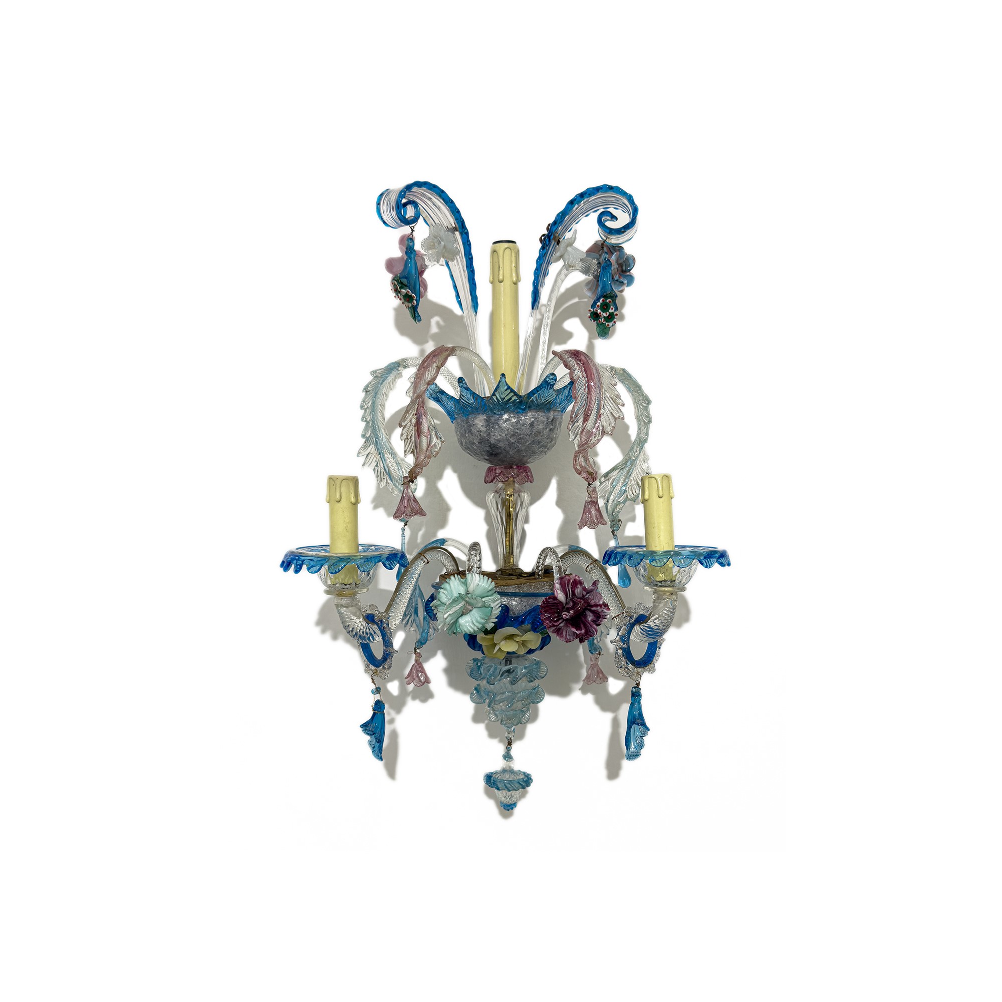 Due appliques in vetro policromo, Murano, fine del XIX secolo