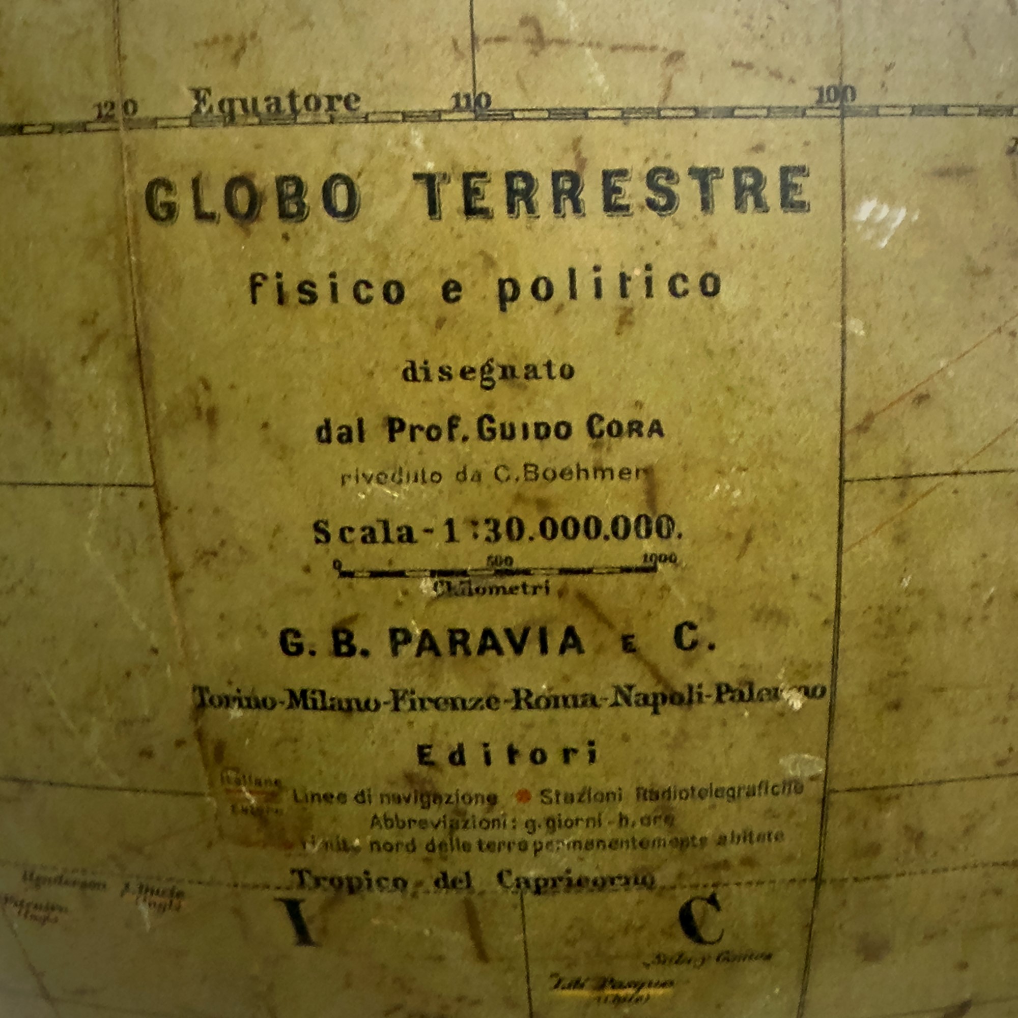 Guido Cora, Globo terrestre fisico e politico, anni '30/'40