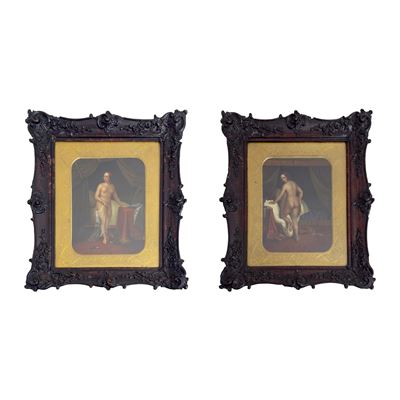 Artista anonimo del XVIII secolo, Nudo femminile in un interno