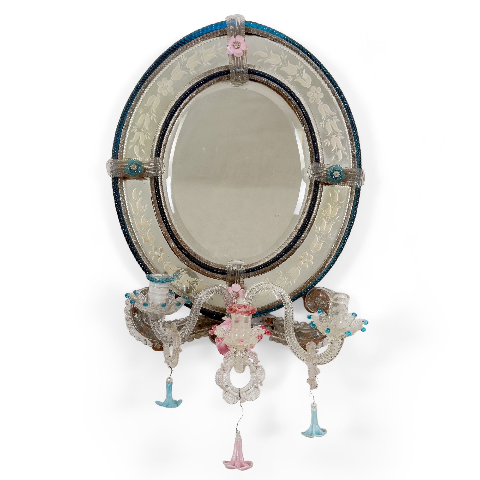 Coppia di lumiere a tre luci in vetro, Murano, XIX secolo