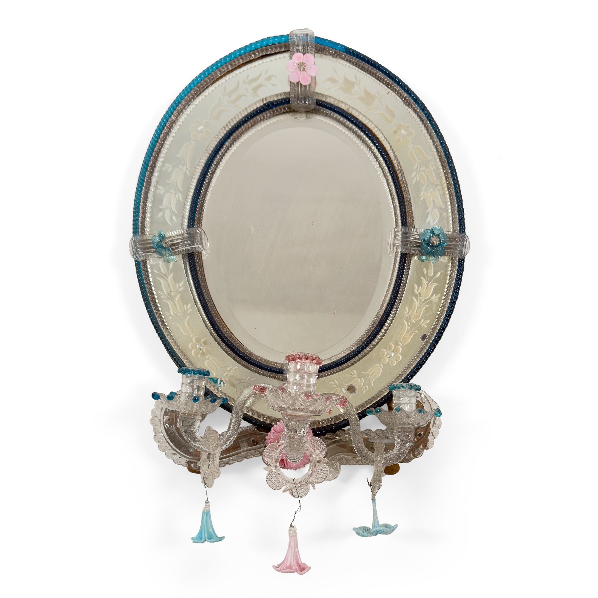 Coppia di lumiere a tre luci in vetro, Murano, XIX secolo