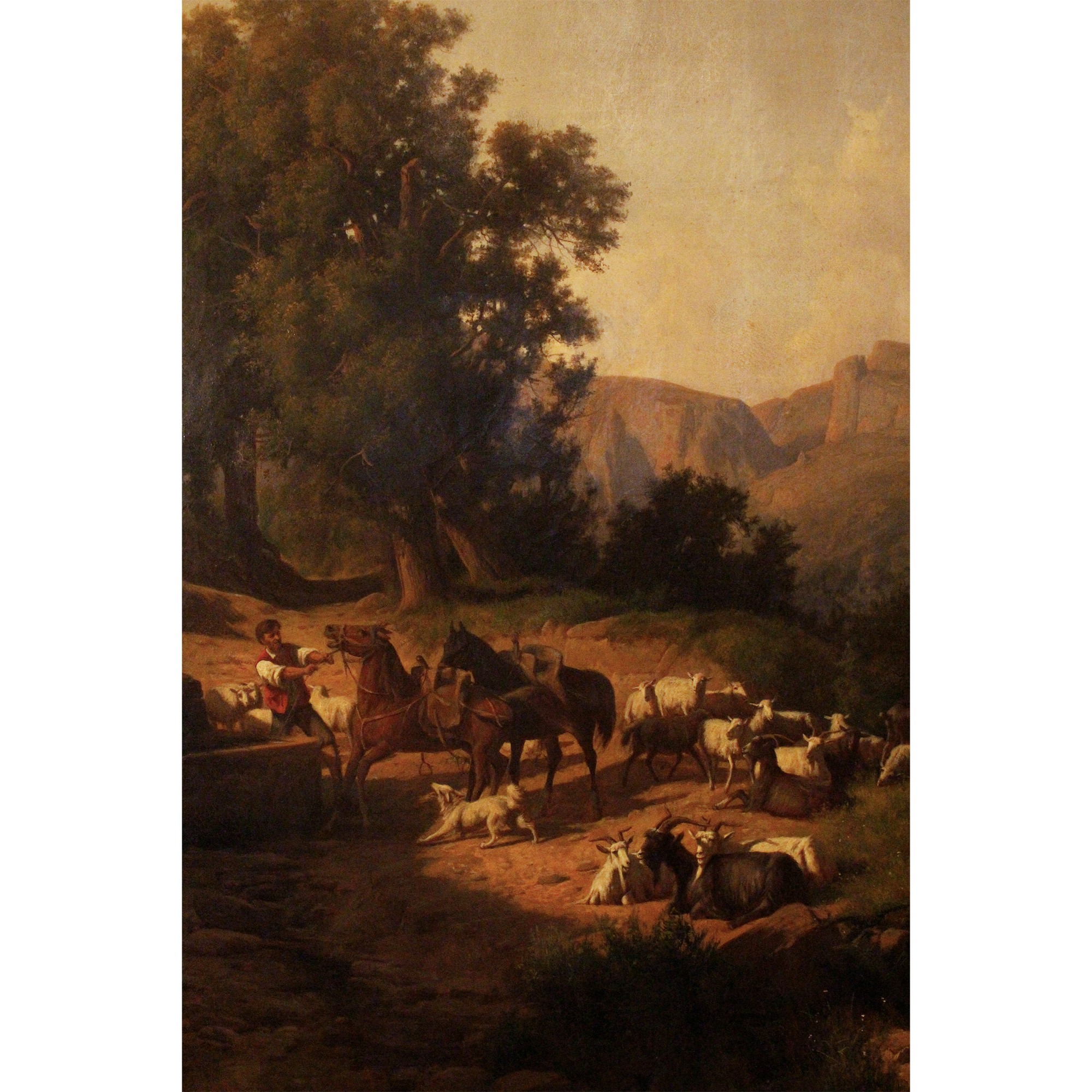 Andreas Markò, Paesaggio con pastori e gregge alla sosta, olio su tela, 1872