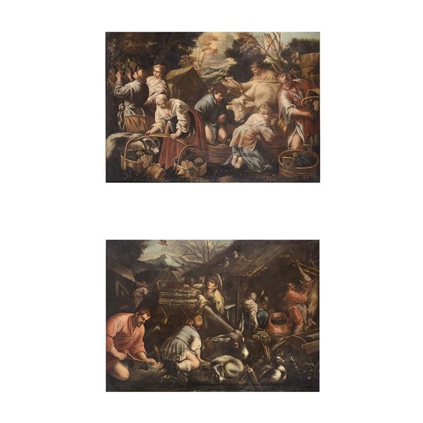 Francesco Bassano il Giovane (cerchia), Allegoria dell’Autunno e dell’Inverno