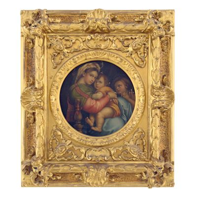 Pittore del XIX secolo, Madonna della Seggiola, olio su tela