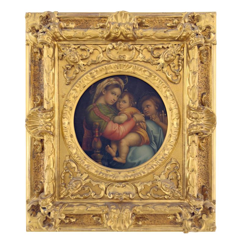 Pittore del XIX secolo, Madonna della Seggiola, olio su tela