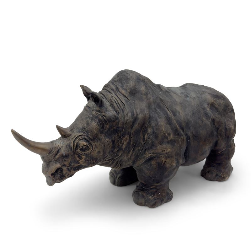 Rinoceronte, scultura in bronzo patinato