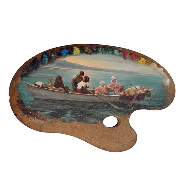 Sul Bosforo, tavolozza d'artista dipinta a olio, 1860 circa