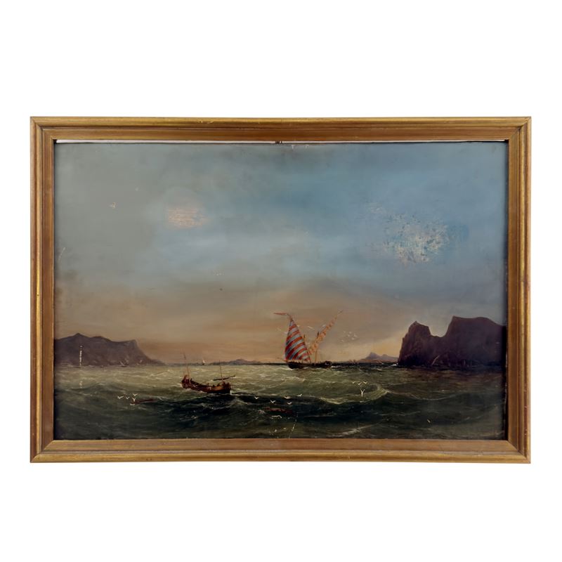 Luigi Maria Galea (attr.), Veduta della Baia di San Paolo a Malta, olio su tela