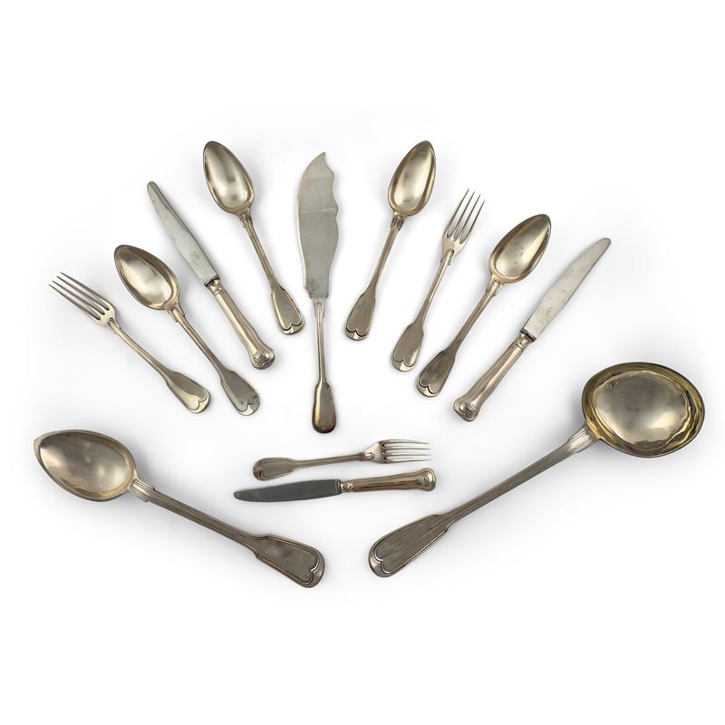 Parte di servizio di posate in argento, Belgio