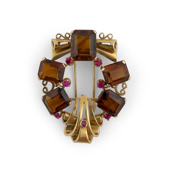 Spilla in oro giallo 18kt., anni '50