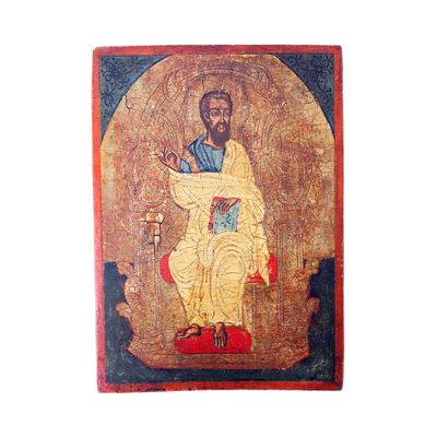 Icona raffigurante un Dottore della Chiesa, XIX secolo, olio su tavola