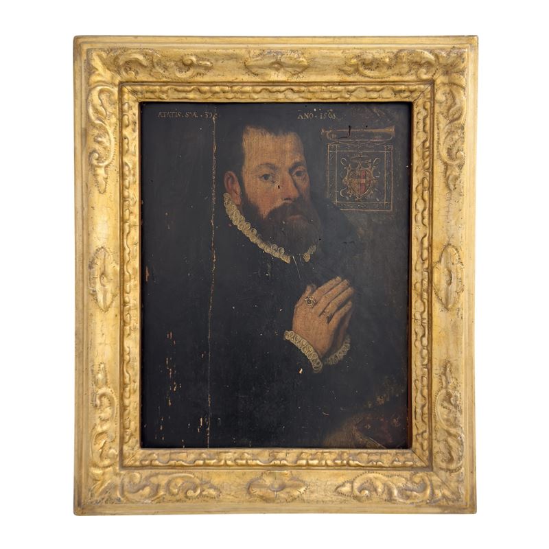 Gillis Claeissins (attr.) - Ritratto di Alessandro Farnese, olio su tavola