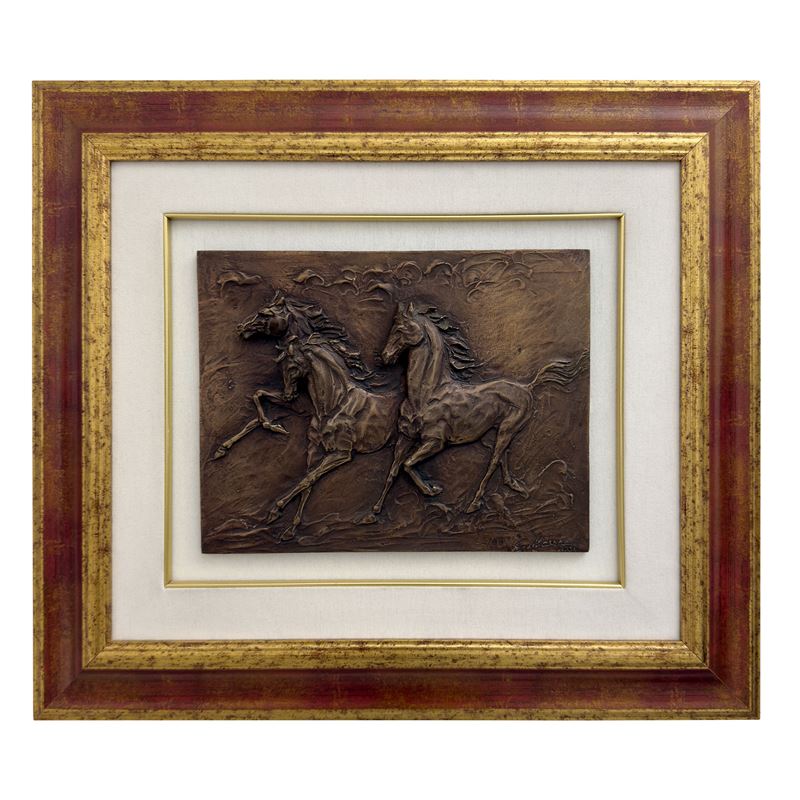 Guido Mariani, Cavalli (2003) - bassorilievo in bronzo patinato, ed. 55/99